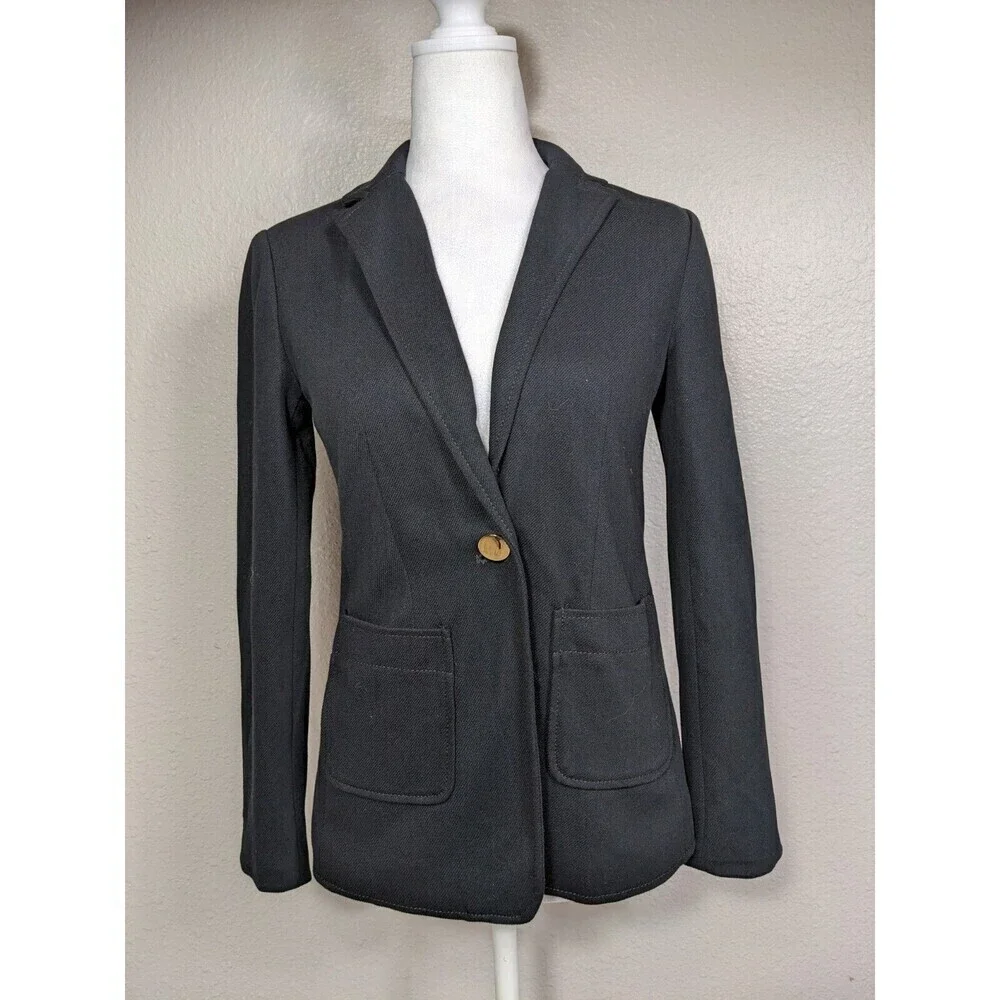 LOFT Women's One Button Blazer Suit Jacket Black Size 00 Petite‎